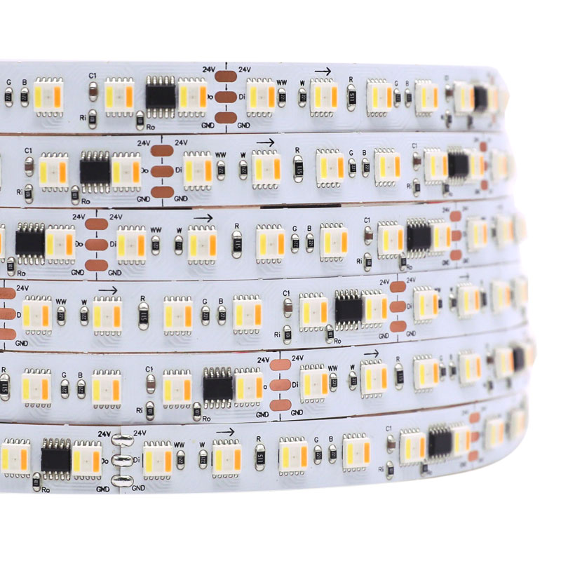 24V 12mm FW1906 (Similar to WS2812B) Digital 5in1 RGB+CCT 84LEDs/m Addressable LED Strip Light